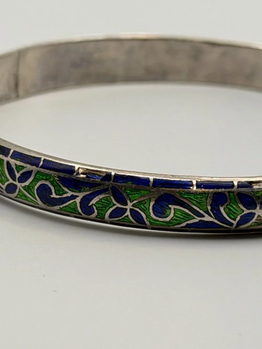 Vintage Mixed Bangle Stack Set Lot of 3 Boho Cloisonne Faux Malachite